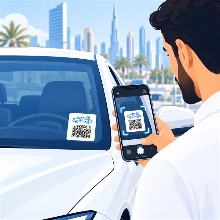 A driver scanning the iSayara sticker with a phone camera