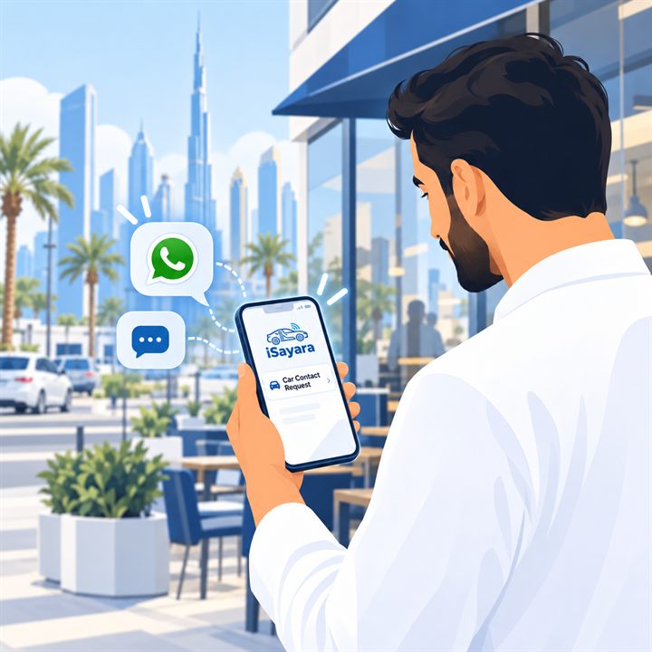 An iSayara vehicle alert delivered by WhatsApp or SMS